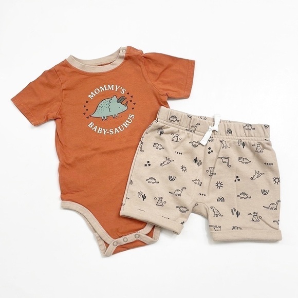 Garanimals Mommy's Baby-Saurus dinosaur bodysuit + shorts baby boy outfit - Picture 1 of 4
